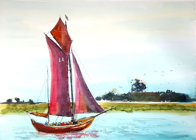 Zeesenboot aquarell