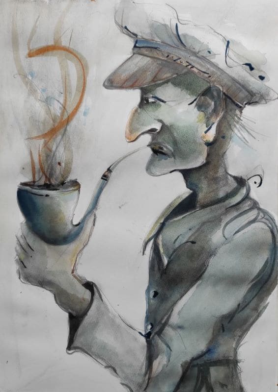 Fischerman Aquarellzeichnung