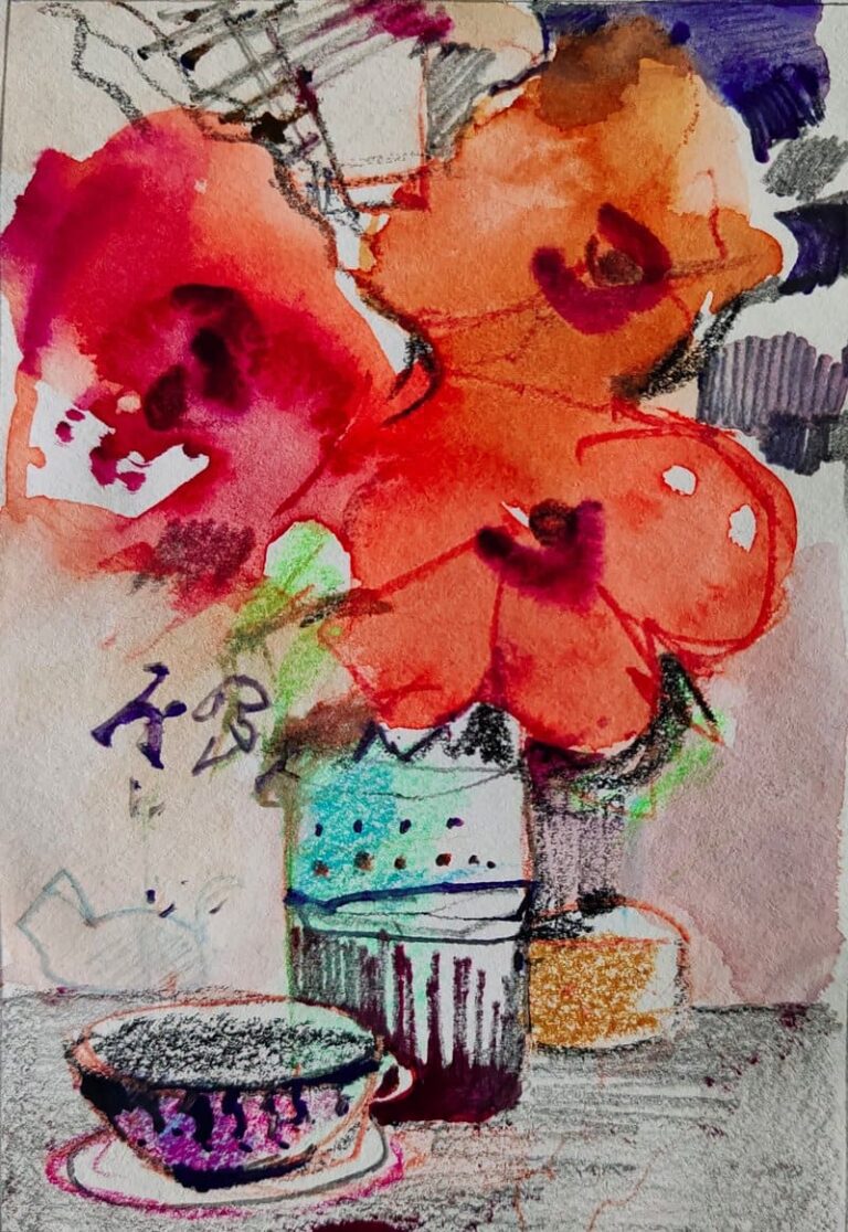 Drei rote blumen