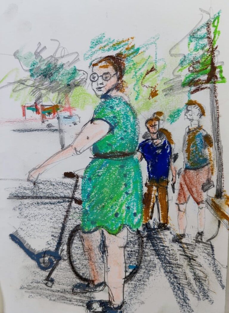 Sketch radfahrerin