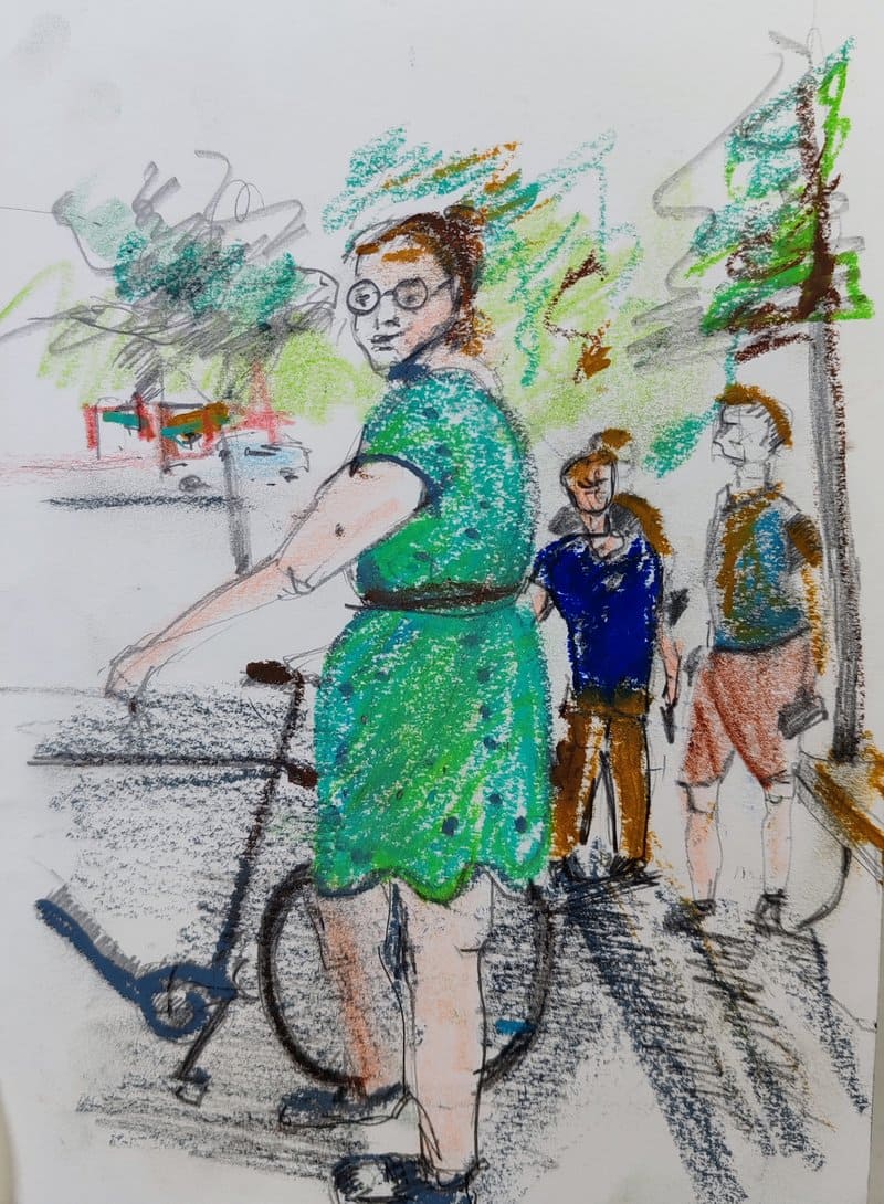 Sketch radfahrerin